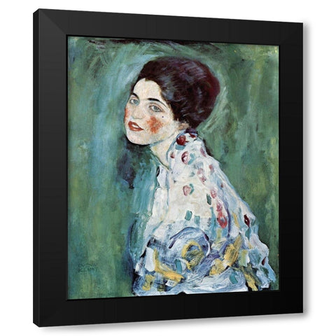 Portrait of a Lady Black Modern Wood Framed Art Print with Double Matting by Klimt, Gustav
