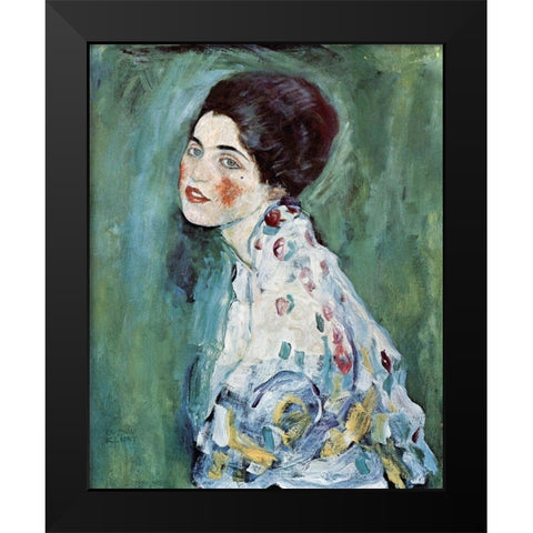 Portrait of a Lady Black Modern Wood Framed Art Print by Klimt, Gustav