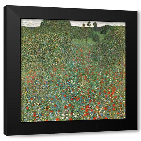 Mohnfeld Black Modern Wood Framed Art Print with Double Matting by Klimt, Gustav