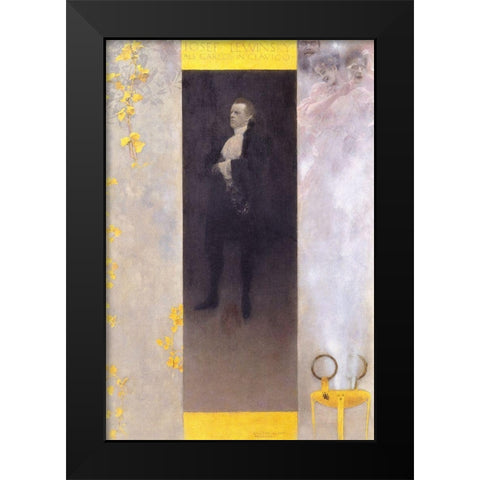 Der Hofschauspieler Josef Lewinsky als Carlos in Clavigo Black Modern Wood Framed Art Print by Klimt, Gustav
