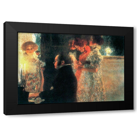 Schubert at the Piano II Black Modern Wood Framed Art Print with Double Matting by Klimt, Gustav