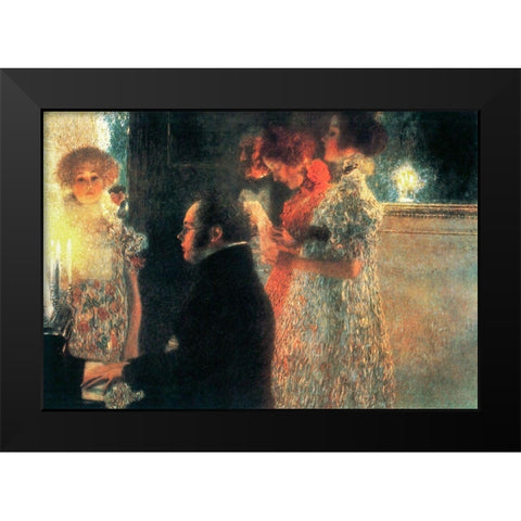 Schubert at the Piano II Black Modern Wood Framed Art Print by Klimt, Gustav