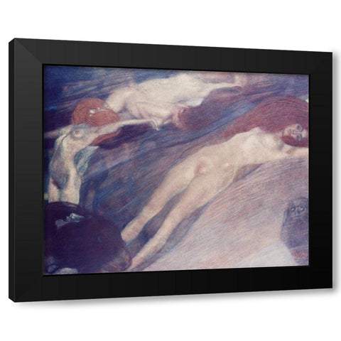 Moving water Black Modern Wood Framed Art Print with Double Matting by Klimt, Gustav