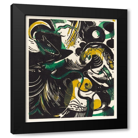 Genesis IIÂ Black Modern Wood Framed Art Print with Double Matting by Marc, Franz
