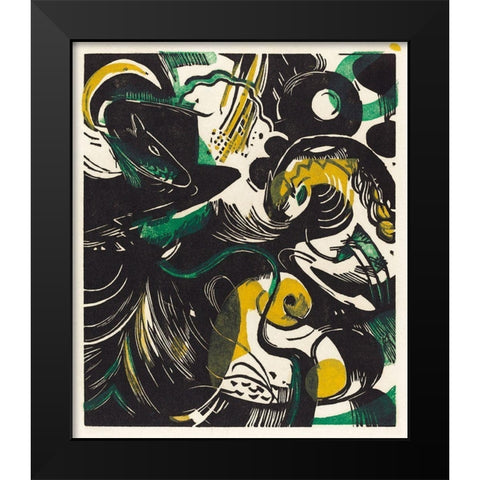 Genesis IIÂ Black Modern Wood Framed Art Print by Marc, Franz