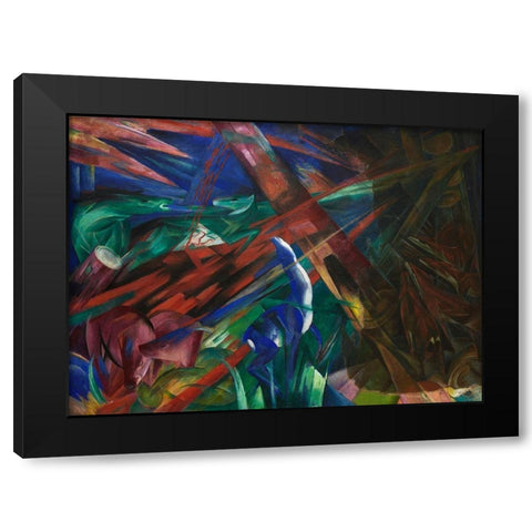 Animal fates-the trees showed their rings-the animals their veins Black Modern Wood Framed Art Print by Marc, Franz