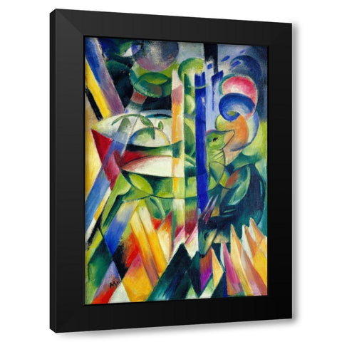 The Little Mountain Goats Black Modern Wood Framed Art Print with Double Matting by Marc, Franz