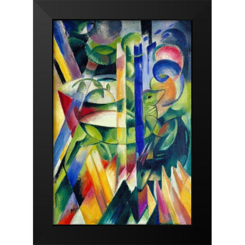 The Little Mountain Goats Black Modern Wood Framed Art Print by Marc, Franz