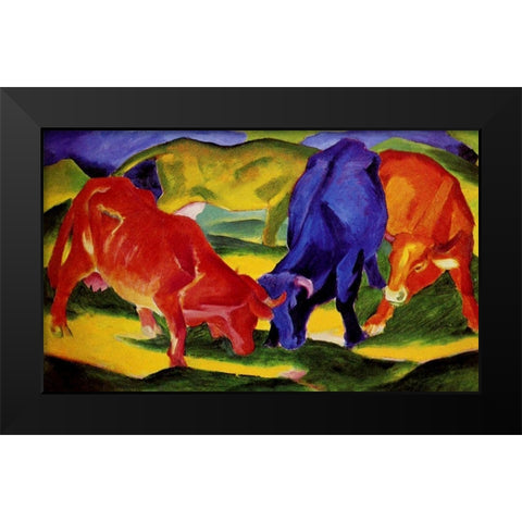 Cows Black Modern Wood Framed Art Print by Marc, Franz