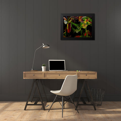Doe in Cloister Garden Black Modern Wood Framed Art Print by Marc, Franz