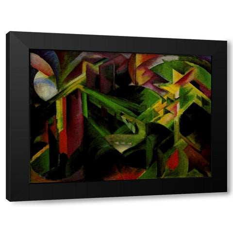 Doe in Cloister Garden Black Modern Wood Framed Art Print by Marc, Franz