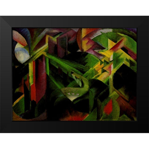 Doe in Cloister Garden Black Modern Wood Framed Art Print by Marc, Franz
