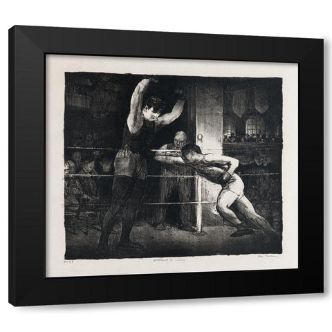 Training quarters-Willard in training Black Modern Wood Framed Art Print with Double Matting by Bellows, George