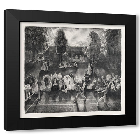 Tennis Black Modern Wood Framed Art Print with Double Matting by Bellows, George