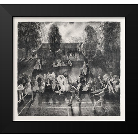 Tennis Black Modern Wood Framed Art Print by Bellows, George