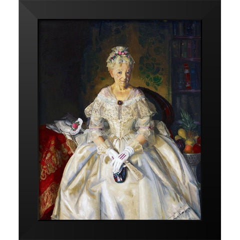 Mrs T in Cream Silk-No 2 Black Modern Wood Framed Art Print by Bellows, George