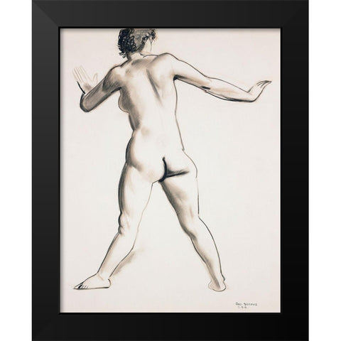 Nude Standing-Seen from Back Black Modern Wood Framed Art Print by Bellows, George