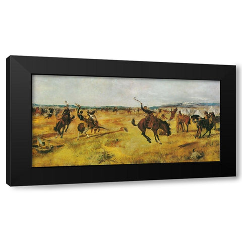 Breaking Camp Black Modern Wood Framed Art Print with Double Matting by Russell, Charles Marion