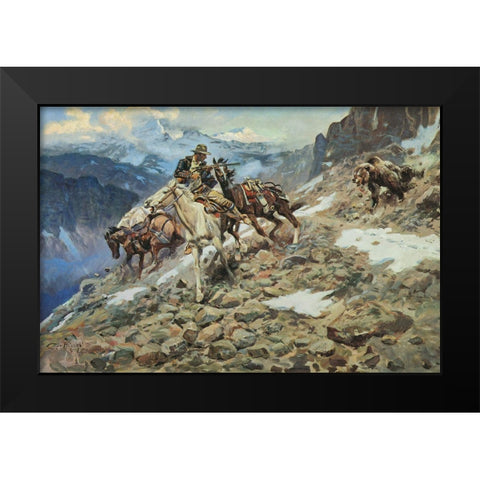 Crippled but Still Coming Black Modern Wood Framed Art Print by Russell, Charles Marion
