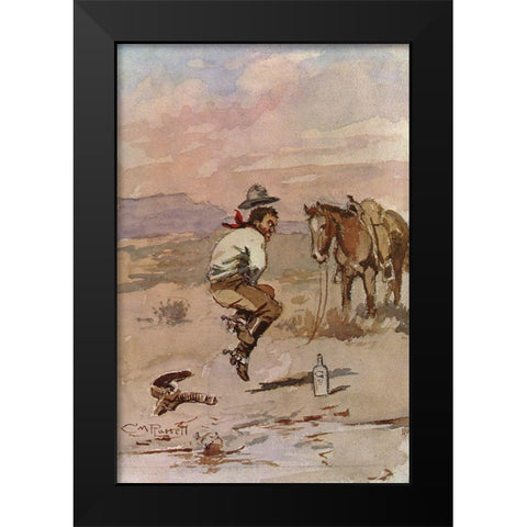 Just a Little Pain Black Modern Wood Framed Art Print by Russell, Charles Marion