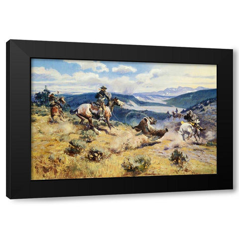 Loops and Swift Horses are Surer Than Lead Black Modern Wood Framed Art Print by Russell, Charles Marion