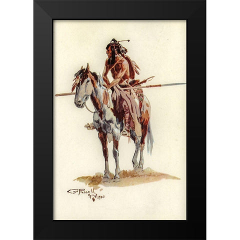 Powder Face Black Modern Wood Framed Art Print by Russell, Charles Marion
