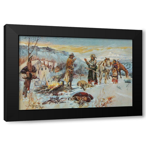 The Wolfers Camp Black Modern Wood Framed Art Print by Russell, Charles Marion