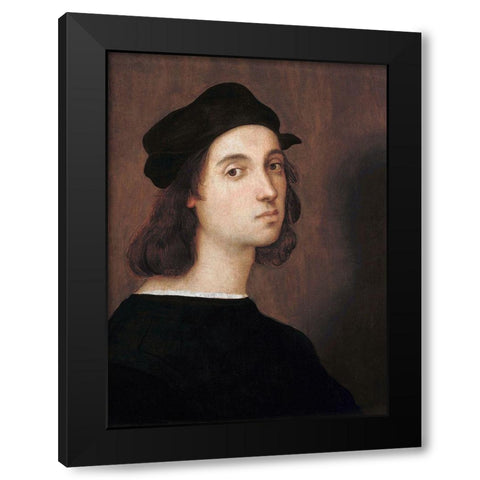 Self-portrait 1506 Black Modern Wood Framed Art Print by Raphael