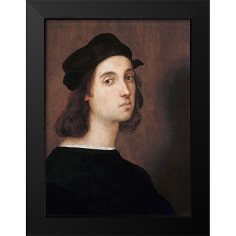 Self-portrait 1506 Black Modern Wood Framed Art Print by Raphael