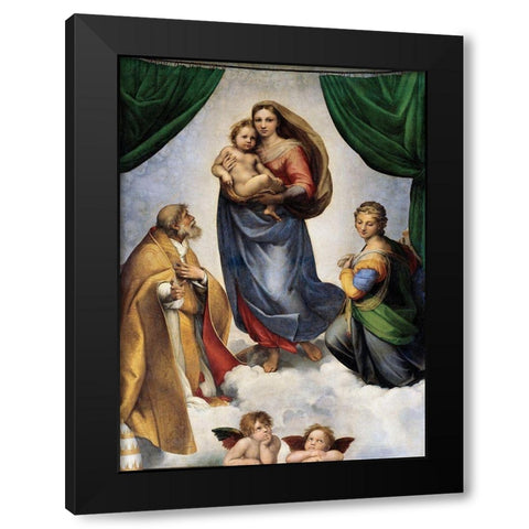 The Sistine Madonna Black Modern Wood Framed Art Print by Raphael