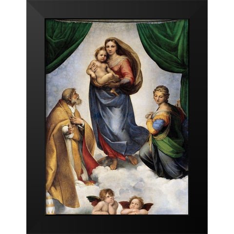 The Sistine Madonna Black Modern Wood Framed Art Print by Raphael
