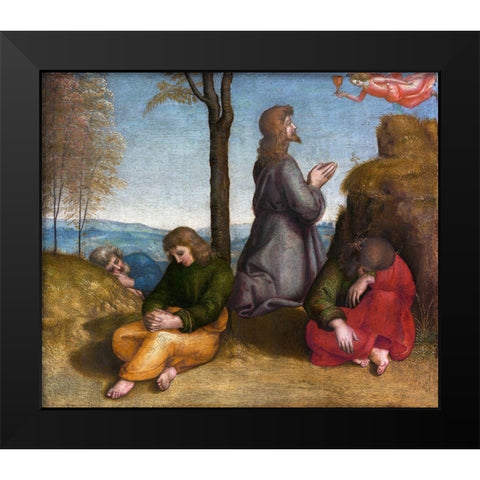 The Agony in the Garden Black Modern Wood Framed Art Print by Raphael