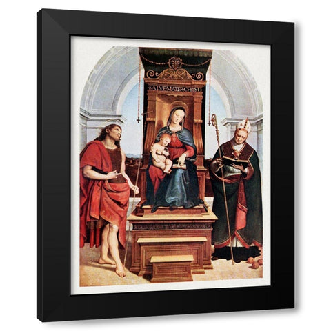 Ansidei Madonna Black Modern Wood Framed Art Print by Raphael