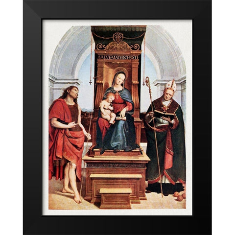 Ansidei Madonna Black Modern Wood Framed Art Print by Raphael