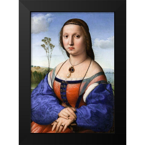Portrait of Maddalena Strozzi Doni Black Modern Wood Framed Art Print by Raphael