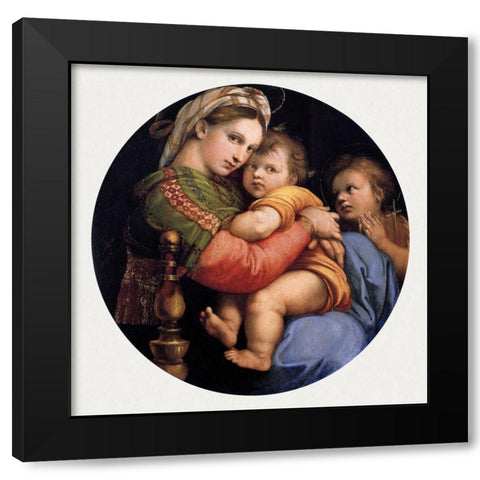 Madonna della seggiola Black Modern Wood Framed Art Print with Double Matting by Raphael