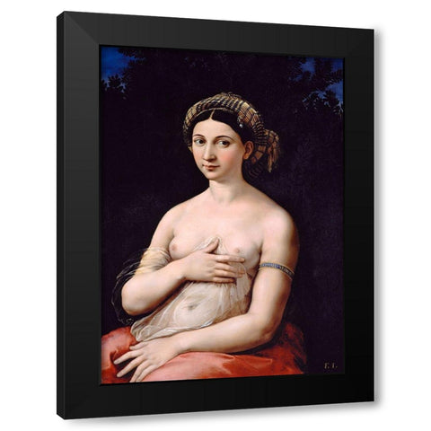 La Fornarina Black Modern Wood Framed Art Print by Raphael