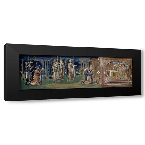 Quest for the Holy Grail-Study for The Attainment Black Modern Wood Framed Art Print by Burne–Jones, Edward