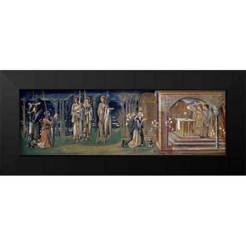 Quest for the Holy Grail-Study for The Attainment Black Modern Wood Framed Art Print by Burne–Jones, Edward