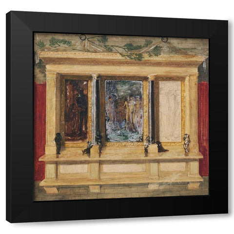 Troy Triptych-Compositional Study Black Modern Wood Framed Art Print with Double Matting by Burne–Jones, Edward