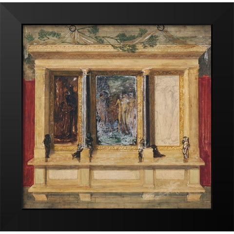 Troy Triptych-Compositional Study Black Modern Wood Framed Art Print by Burne–Jones, Edward
