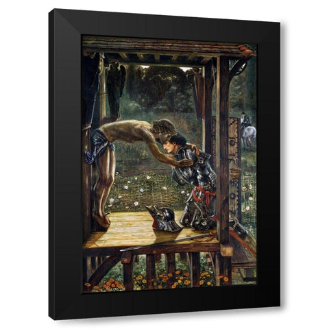 The Merciful Knight Black Modern Wood Framed Art Print by Burne–Jones, Edward