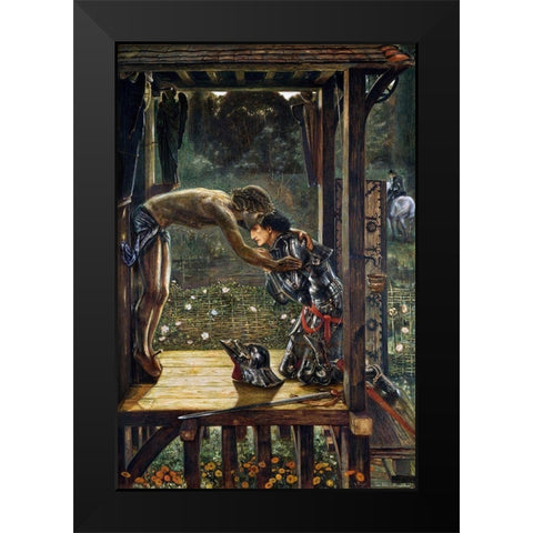 The Merciful Knight Black Modern Wood Framed Art Print by Burne–Jones, Edward