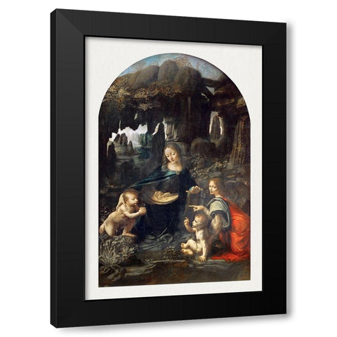 Virgin of the Rocks Black Modern Wood Framed Art Print by da Vinci, Leonardo