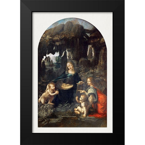 Virgin of the Rocks Black Modern Wood Framed Art Print by da Vinci, Leonardo