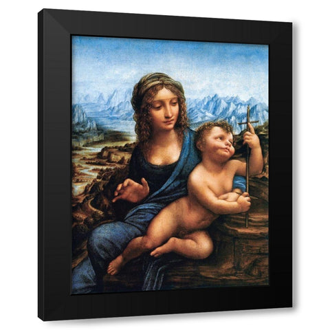 Madonna of the Yarnwinder Black Modern Wood Framed Art Print with Double Matting by da Vinci, Leonardo