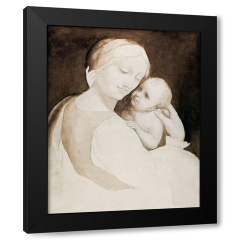 Madonna and Child-and Fragment of Woman’s Torso Black Modern Wood Framed Art Print by da Vinci, Leonardo