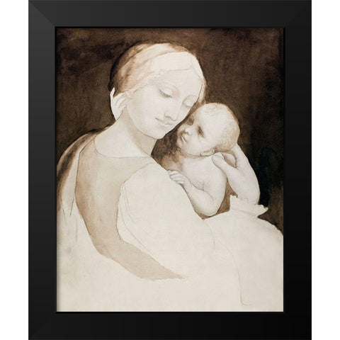 Madonna and Child-and Fragment of Woman’s Torso Black Modern Wood Framed Art Print by da Vinci, Leonardo