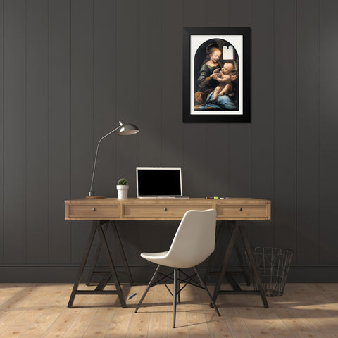 Benois Madonna Black Modern Wood Framed Art Print by da Vinci, Leonardo