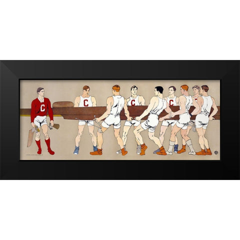 College Rowing Club Black Modern Wood Framed Art Print by Penfield, Edward